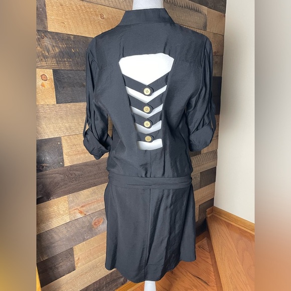 Rachel Roy Black Button Front Shirt Dress, Size 12 - Picture 3 of 8